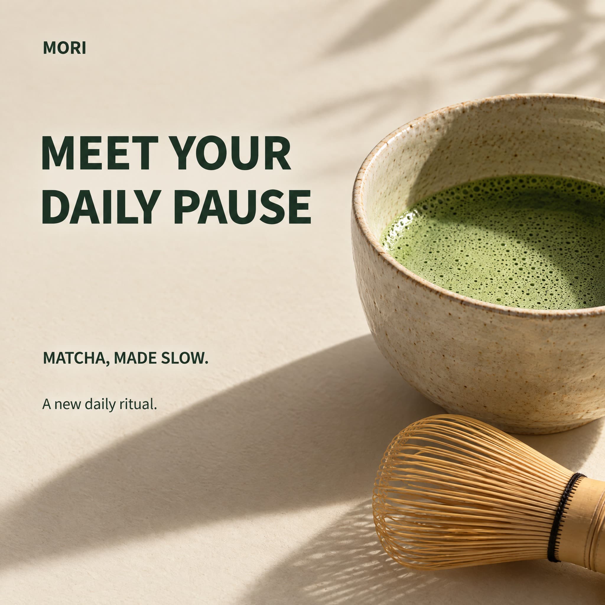 The daily pause: Matcha editorial, generated from its text layout in NoteAI